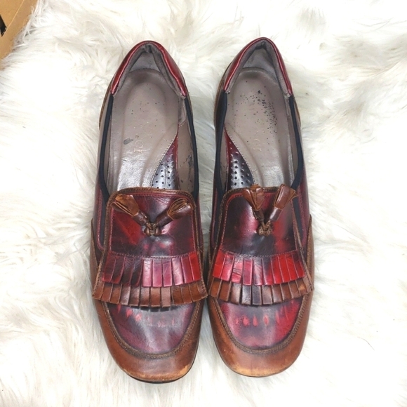 Sesto Meucci Brown Two Tone Kiltie Colorblock Driving Loafer 8.5N narrow - Picture 2 of 15